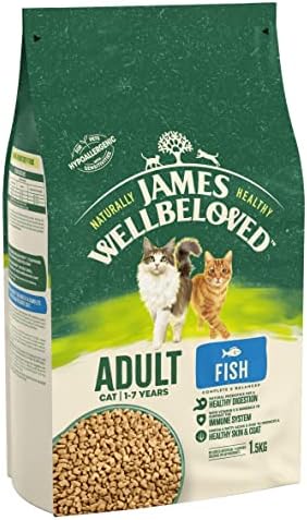 James Wellbeloved Complete Hypoallergenic Adult Dry Cat Food Made With 100% Natural Ingredients and One Source of Animal Protein (Fish), 1.5 kg
