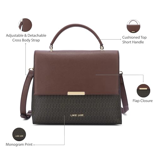 Image of Lavie Luxe Women's Mono Marsh Satchel Bag for Women | Satchel Handbag for Work | Ladies purse | Stylish Shoulder Bag | Gift for Women