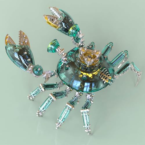 Metalkitor Crab 3D Metal Puzzle, 666 Pieces, Stainless Steel & Transparent PC Model Kit