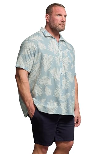Image of Badrhino Big & Tall Dusky Palm Leaf Linen Shirt - Men's - Plus Size Curve