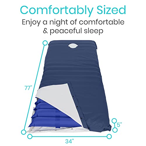 Vive Alternating Pressure Mattress 5" - Air Topper Pad For Bed Sore, Ulcer Prevention, Bedridden Treatment - Inflatable, Quiet Alternative Cover - Fits Hospital Bed - Includes Electric Pump System #TOP5