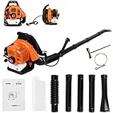 Ouneed 2.3HP Powered Debris Backpack Leaf Blower 63CC 2 Stroke Gas Leaf Blower High Velocity Leaf...