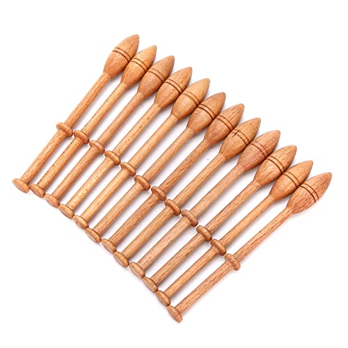 12Pcs Antiques Wooden Lace Bobbins - Vintage French Craft Weaving