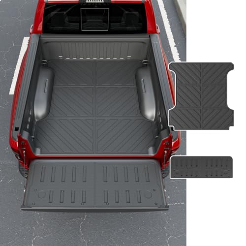 powoq 5.7FT Truck Mat Compatible with 2019-2025 Dodge Ram 1500 Cargo Mat Tailgate Liner TPE Replacement for 2019-2025 Dodge Ram 1500 Accessories (Truck Bed Mat+Tailgate Mat)