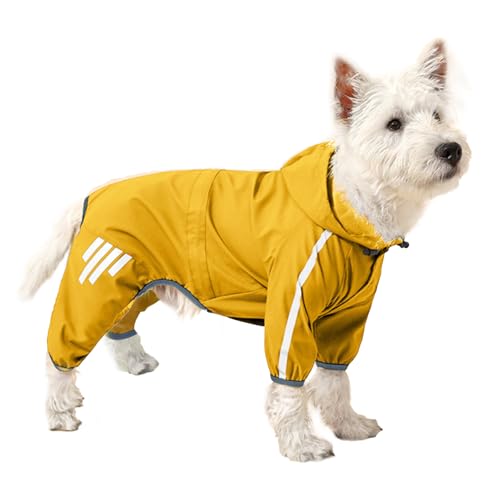 Dog Raincoat for Small Dogs, Waterproof Puppy Dog Raincoats with Hood, Soft Lightweight Dog Rain Jacket Vest Reflective Adjustable Windproof Snow-Proof Leash Hole for Dogs Walking Rain Clothes (S)