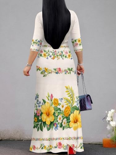 Image of PinkPatty Plus Size Dresses for Curvy Women V Neck Flowy Long Sleeves Wrap Maxi Dress Travel Vacation Outfits