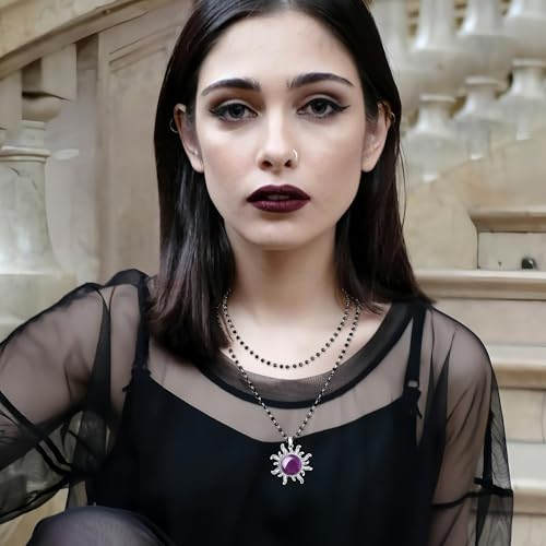 XIANNVXI Gothic Sun Pendant Necklace Emo Goth Necklace for Women Costume Jewelry Halloween Christmas Accessories Jewelry Gift for Women Black Bead Choker4