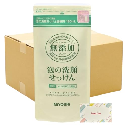 【まとめ買い 12個セット】 ミヨシ石鹸 無添加 泡の洗顔せっけん 詰め替え 180ml + Kunutonnオリジナルロゴ入りeおまけ付