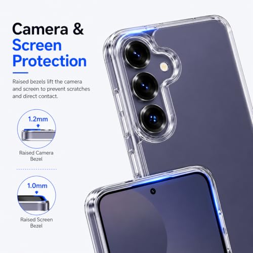 Image of DIZORO for Samsung Galaxy S24 5g Case Clear,[30X Anti-Yellowing] Galaxy S24 Phone Case with Hard Back & Soft Edge,[15FT Mil-Grade Protection][Built-in 4 Airbags] Case for Galaxy S24