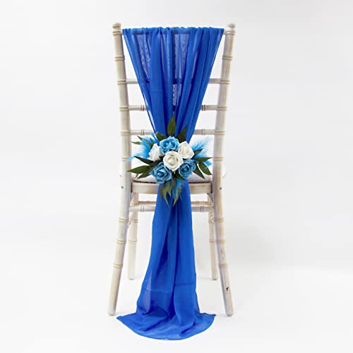 Chiffon-vertical-drops-70 cm X 2 M-21-colours-decor-chair-cover-wedding Décor en Mousseline Drapes (Bleu Roi) Cover