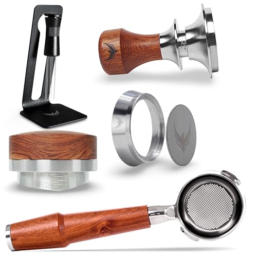 Gaggia Espresso Machine Accessories Kit: 58mm Bottomless Portafilter, Wooden 30lb Tamper...
