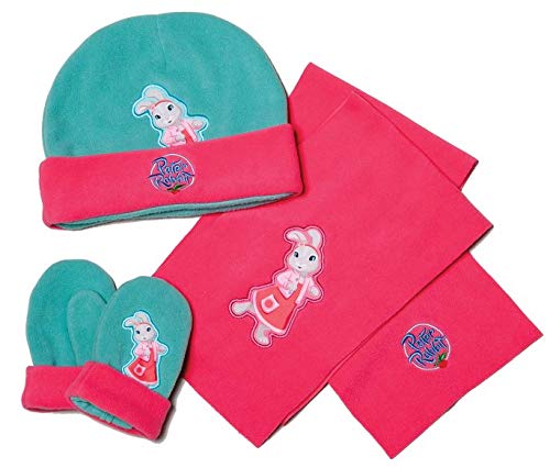 Lily Bobtail hat, scarf and gloves set, age 3-5, warm fleece, blue & green, Can Inc FREE giftwrap. Great gift for boys