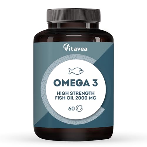 Omega 3 Fish Oil 2000 mg – High Strength EPA & DHA – 1000 mg EPA & 500 mg DHA – 2 Softgel per Daily Serving​ - Vitavea