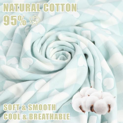 Image of Hooded Baby Towel 100% Muslin Cotton Soft and Absorbent Baby Bath Towel with Hood for Newborns Infants Toddlers and Kids Large 35x35 Inch Grid Heart Pattern (Blue)