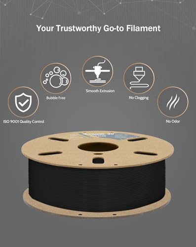 Image of DURAMIC 3D PLA+ Filament 1.75mm 1Kg Black, PLA Plus Filament 1Kg Spool(2.2lbs) Tougher and Stronger, Dimensional Accuracy Probability + /- 0.02mm | PLA Pro Tougher and Stronger, Dimensional Accuracy Probability + /- 0.02mm Black