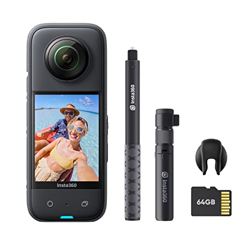 Insta360 X3 Kit Bullet Time - Caméra d'action 360 Degrés Étanche avec Capteur 1/2', Photos 360 5,7K 72MP, Stabilisation, Montages IA, Commande vocale