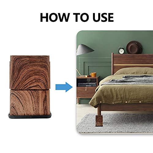 Btsd-Home 3 Inch Wood Bed Risers Furniture Risers Bed Frame Lifters In Heights Of 3 Or 6 Inch Heavy Duty Set Of 4 Square #TOP5