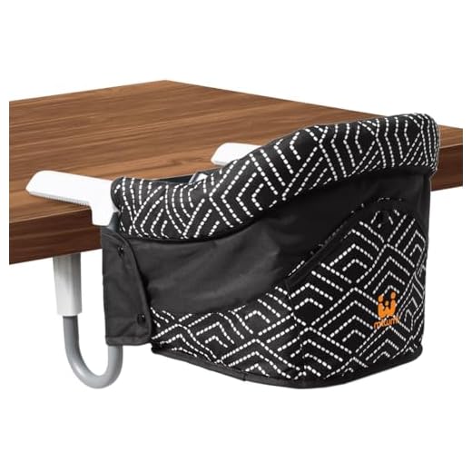 MTWML Portable High Chair for Table,Hook On High Chair That Attaches to Table,Space Saver Clip On Counter Seat for Baby,Easy Clean Baby Feeding Clamp Seat with Carry Bag for Travel(Stripe-Black)