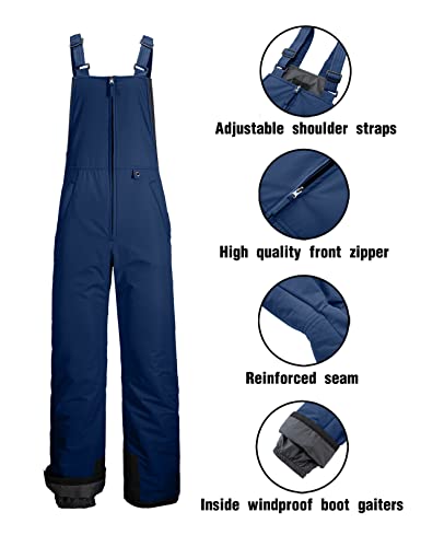 GEMYSE Herren Skihose wasserdicht gefüttert Schneehose mit verstellbaren Trägern Winddicht Overall für den Winter Snowboardhose für Outdoor Sport(Navy Schwarz,2XL)