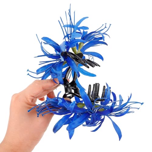 Image of NOLITOY Large Flower Claw Clip Blue Spider Lily Hair Barrette for Women Floral Ponytail Holder Bun Decorative for Tea Party Bridal Wedding Accessories Flower Claw Clips