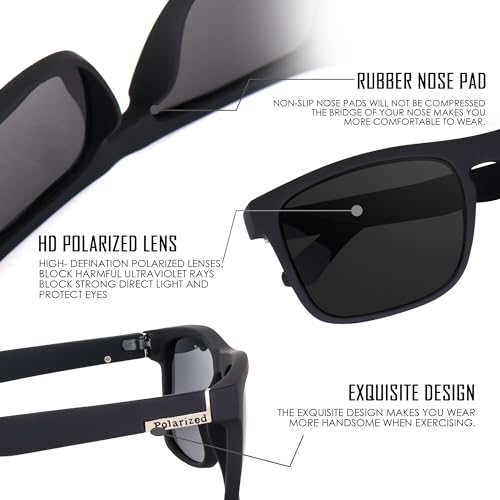 Image of CREEK Premium Square Polarized Sunglasses | UV Protection Sunglasses | Light Weight, Durable, Matt Finished, Premium Looks | TR90 Sunglasses | Men & Women | Medium