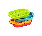 Kinderville Silicone Little Bites Divided Plates (Set of 2, Red / Green)