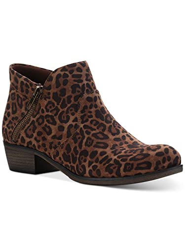 SUN STONE Womens Abby Faux Leather Heels Ankle Boots Brown 6 Medium (B,M), Leopard
