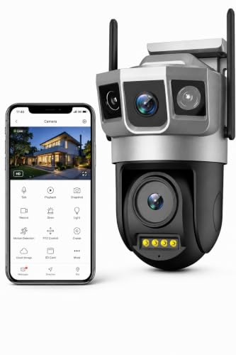 Image of JB Supar 6MP WiFi Dual Lens Outdoor PTZ CCTV Camera | 360 Rotation | Color Night Vision | Motion Detection | Two-Way Audio | Wireless Home Security with Mobile App V380 Pro (New Dual Lens PTZ2)