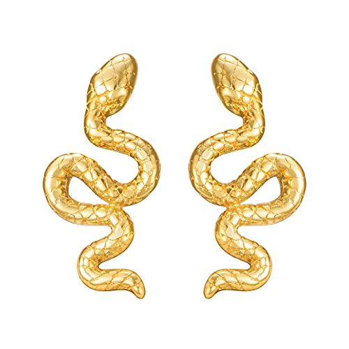 Brandlinger ® Schlangen Ohrringe Silber 925. Schmuck Damen vergoldet mit 18 Karat (Silber und Gold) für Frauen und Mädchen. Größe der Ohrstecker 12mm. (Gold) Cover