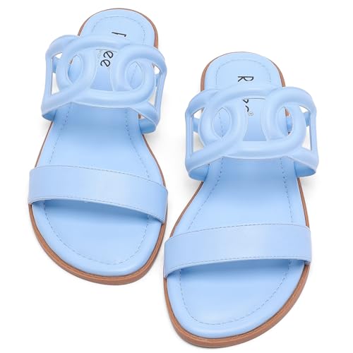Image of Ruiee Wide Width Sandals for Women, Summer Flat Slides Casual Braided Wide Feet Sandal Comfort Slip on Sandals Open Toe Beach Shoes for Women.