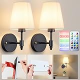 Battery Operated Wall Sconces Set Of Two, Wireless Battery Wall Light With 10000mAh RGB Rechargeable Magnetic Bulb, Rechargeable Wall Sconce With Remote Control For Bedroom, No Electrician Required