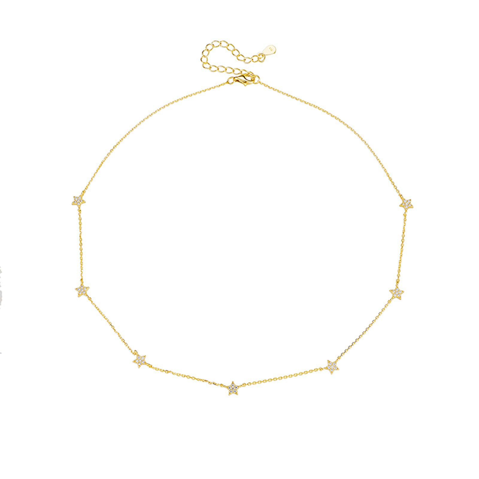 Collar de oro amarillo de 9/14/18 quilates, collares con colgante de estrella con moissanita, collares minimalistas de 38 + 5 cm