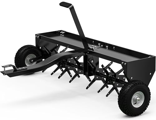 YINTATECH 48' Tow Behind Lawn Aerator with Universal Hitch; Designed to Pull Behind Lawn Plug Spike Aerators for ATV&Tractors,Black