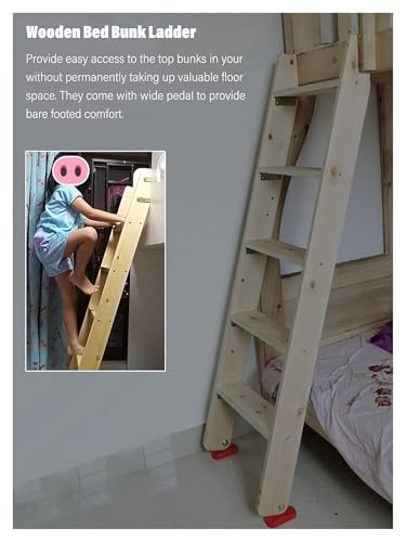 Escalera para litera de RV y dormitorio loft en madera con ganchos 3