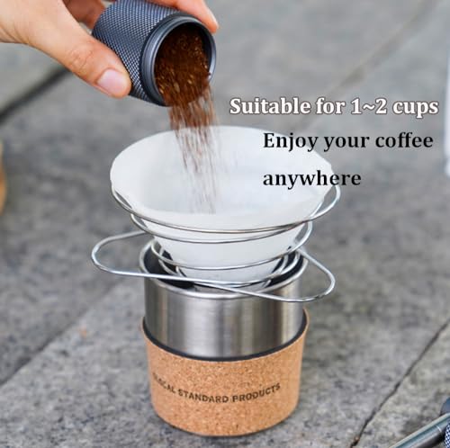 MERMOO YILAN Pour Over Coffee Dripper Collapsible Travel Coffee Filter for 1-2 Cups Stainless Steel Camping Coffee Filter Holder with Storage Bag