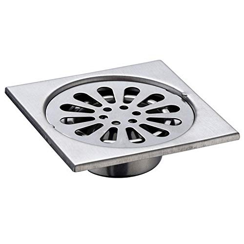 Drenaje de piso con cubierta removible, Drenaje de ducha de acero inoxidable con protectores de drenaje (Tamaño: 90 * 90 mm) Plateado