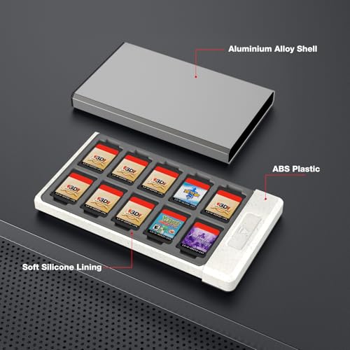Image of HEIYING Switch Game Card Case for Nintendo Switch /Switch OLED /Switch Lite Game Card or Micro SD Memory Card, Metal Switch Game Holder with 20 Game Card Slots and 20 Micro SD Card Slots