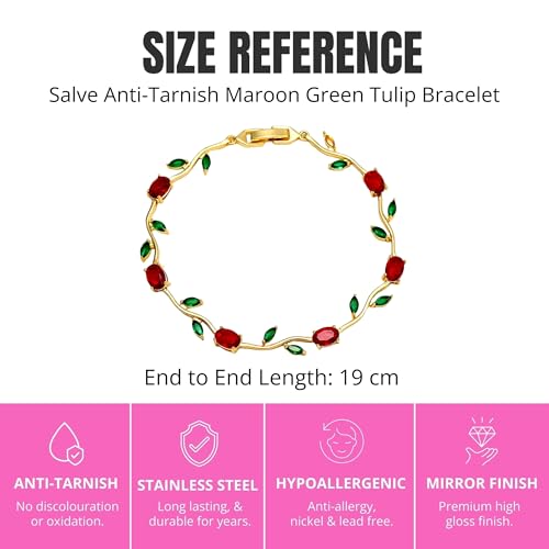 Image of SALVE Coquette Golden Tulip Bracelet for Women Stylish | Anti Tarnish Jewellery for Women, Hand Wristlet for Girls | Aesthetic Accessories for Girls, Valentine's Gift for Girlfriend