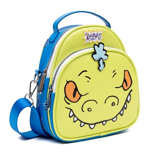Nickelodeon Vegan Leather Crossbody Bag, Rugrats Reptar Character Close Up Applique with Rawr Text2