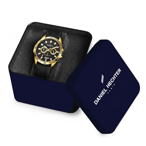 Image of Daniel Hechter Paris Pantheon Collection Pantheon Collection Unique Multifunctional Watch for Men with Textured Round Dial Silicon Strap & Date Indicator-DHM1010