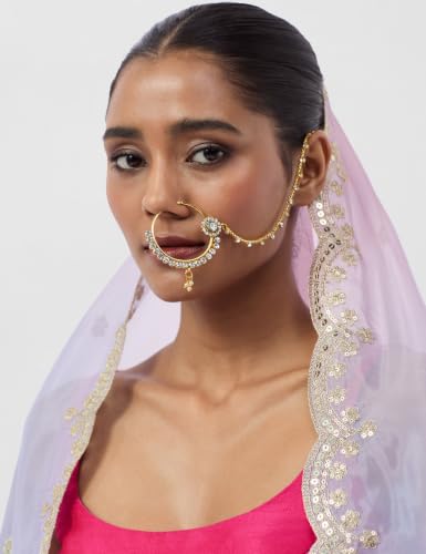 Image of Lucky Jewellery White Color Bridal Diwali /Dhanteras /Bhai Dooj Collection Dulhan Large Size Wedding Nath for Girls & Women (WZK-Nath-W)