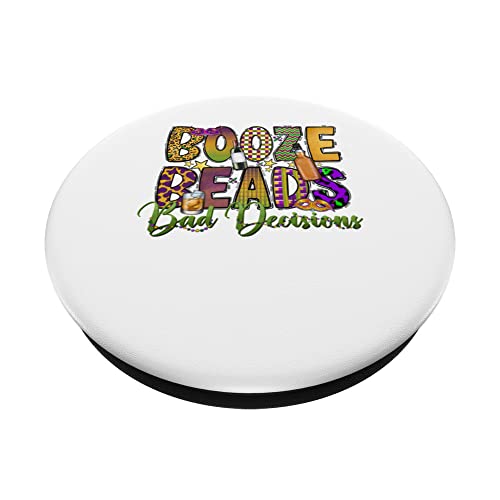 Funny Booze Beads & Bad Decisions A New Orleans Match Parade PopSockets Swappable PopGrip, Black - Image 2