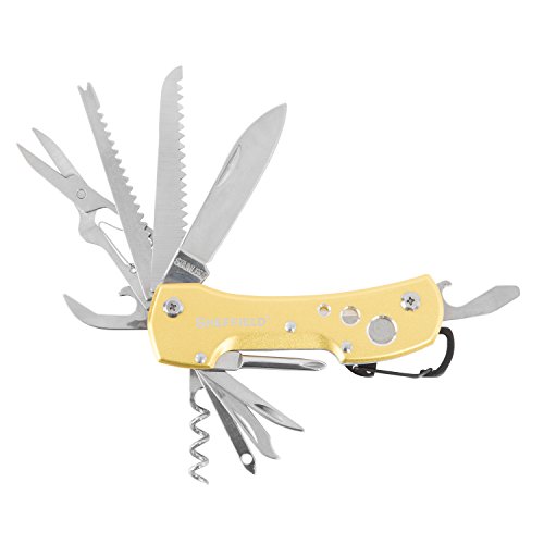 Sheffield 12208 Acadia 15-in-1 Camping Knife Multitool with Corkscrew | Perfect Companion Utility