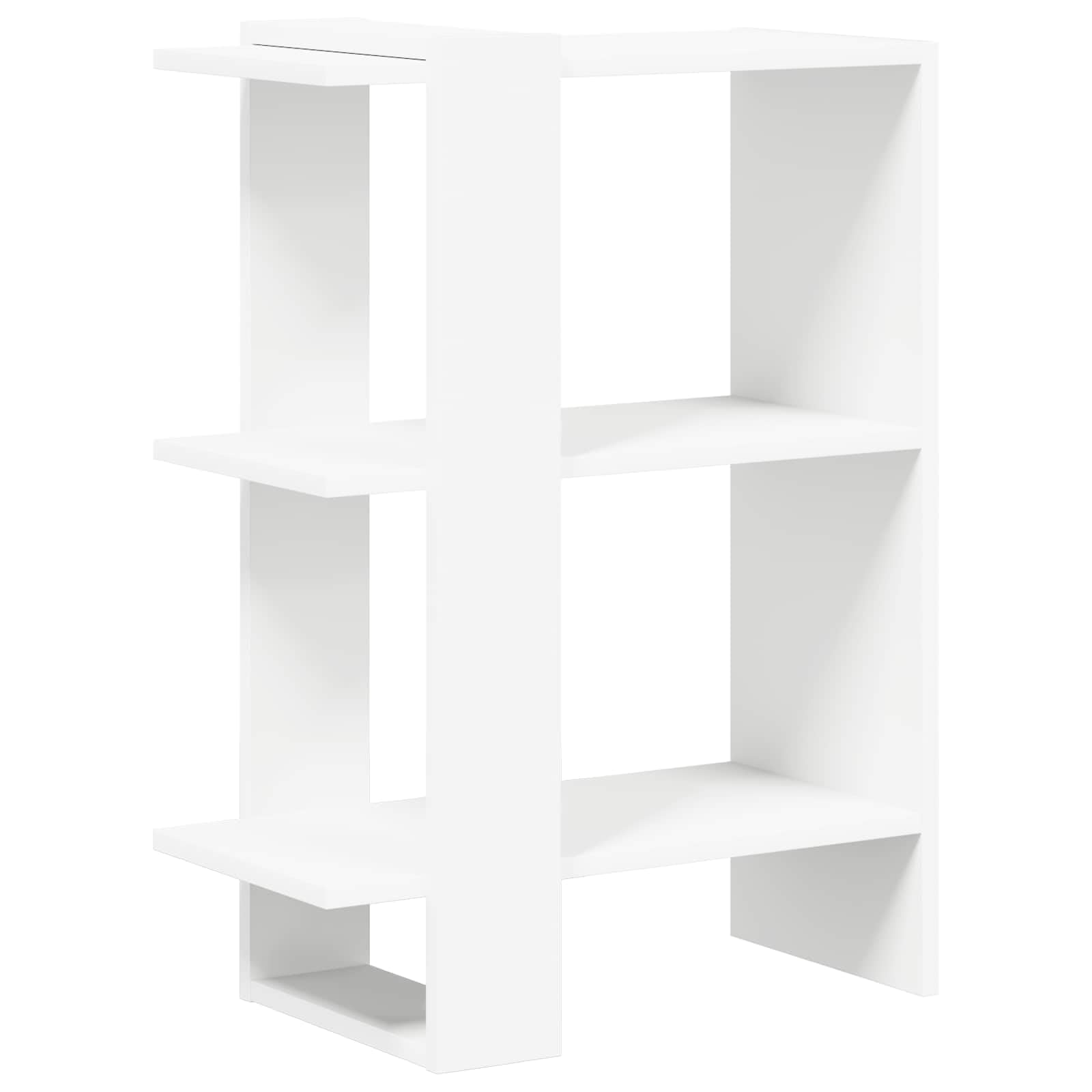 Scaffale bianco 52 x 25 x 71,5 cm in legno con 2 scomparti | Divisorio compatto per soggiorno e camera da letto. Struttura robusta con superficie liscia per libri e decorazioni.
