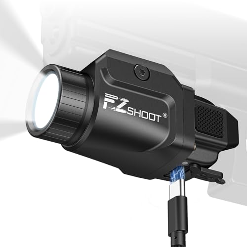 EZshoot 500 Lumens Pistol Light, Rechargeable Gun Light with Strobe Mode, Lightweight Handgun Lights Compatible with GL and Picatinny Rail, Picatinny Flashlight for Home Defense and Hunting