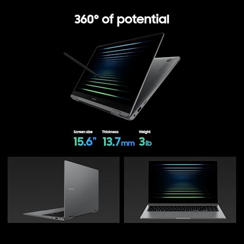 Image of Samsung 15.6 inch Galaxy Book5 360 Copilot+ PC, AI Business Laptop, Windows 11 Pro, Intel Core Ultra 5 Processor 226V, FHD AMOLED Touchscreen, 16GB /512GB, 2025 Model, NP754QHA-KA1US, Gray