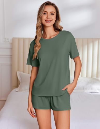 Image of Ekouaer Pajamas for Women Set Viscose from Bamboo Pjs 2 Piece Lounge Sets