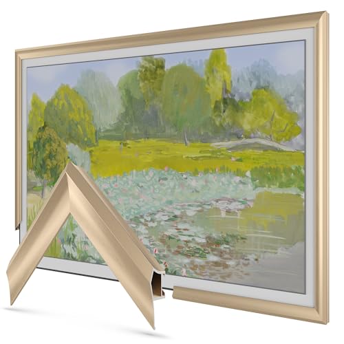 Image of Pale Gold Prismatic 75 inch Deco TV Frame for Samsung The Frame /Pro TVs