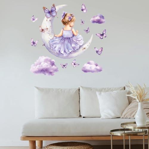 Vinilos Decorativos PLIGREAT 2 Hojas Luna Morada Mariposas miniatura 4