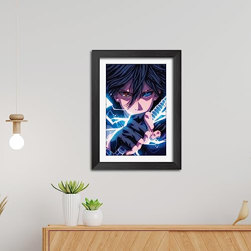 Image of TenorArts Sasuke Uchiha Posters Naruto Anime Poster Laminated Photo Frame Painting with Matt Finish Black Textures (12inches x 9inches)